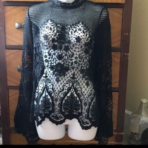 Like New Project Runway Black Crochet Lace Top